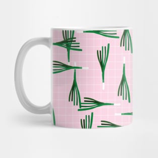 Leek Pattern on Pink Background Mug